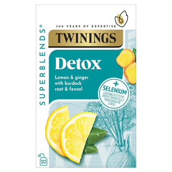 Twinings Superblends Detox avec citron, gingembre et fenouil 20 par paquet