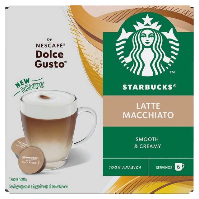 Starbucks Latte MacChiato Coffee Pods de Nescafe Dolce Gusto 12 por paquete