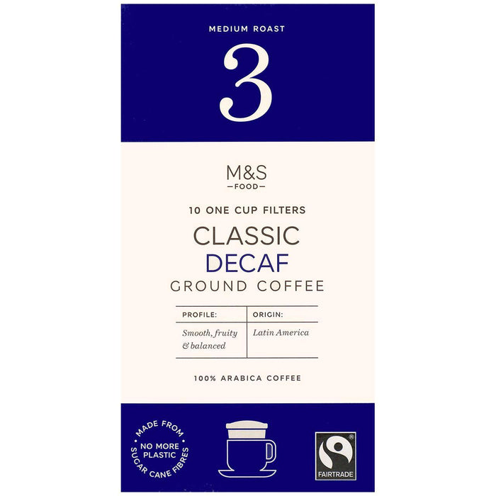 M & S Fairtrade Decaf eine Tasse Kaffeefilter 10 pro Pack
