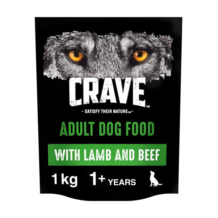 Amourage à grain naturel Adulte gratuit complet alimentaires de chien sec d'agneau et de bœuf 1 kg