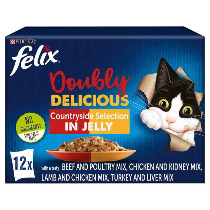 Felix aussi bien qu'il a l'air doublement délicieux de la nourriture pour chats 12 x 100g