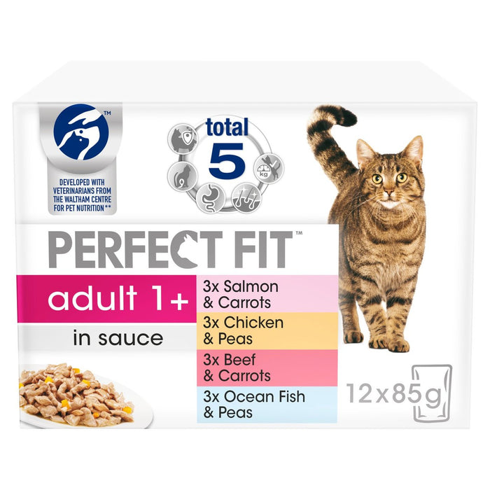 Perfecto ajuste de nutrición avanzada bolsas de comida para gatos adultos mezclados en salsa 12 x 85g