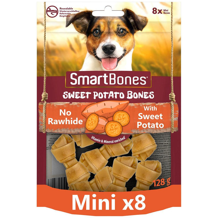 Smartbones 8 Mini Süßkartoffel Rohhindfree Knochen Hundeheck 128g
