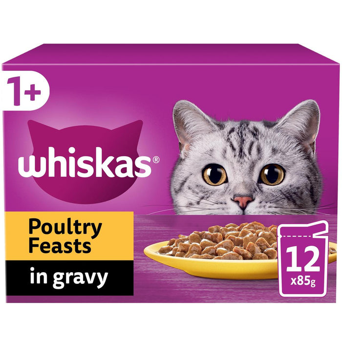 Whiskas 1+ Katzenbeutel Geflügelfest in Soße 12 x 85 g